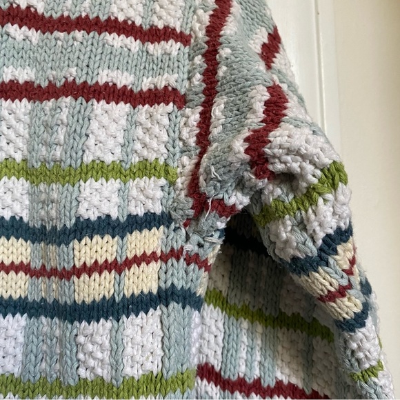 100% Cotton Vintage Principles Striped Floral Knit Sweater - Picture 8 of 10